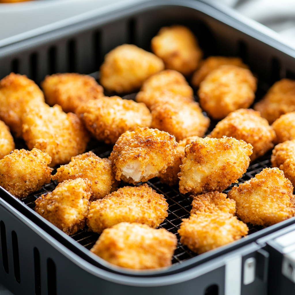 Shocking Truth: Are Chicken Nuggets Really Keto-Friendly? Chicken Nuggets Air fryer basket with low-carb chicken nuggets