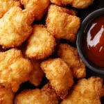 Golden crispy keto chicken nuggets on a rustic plate