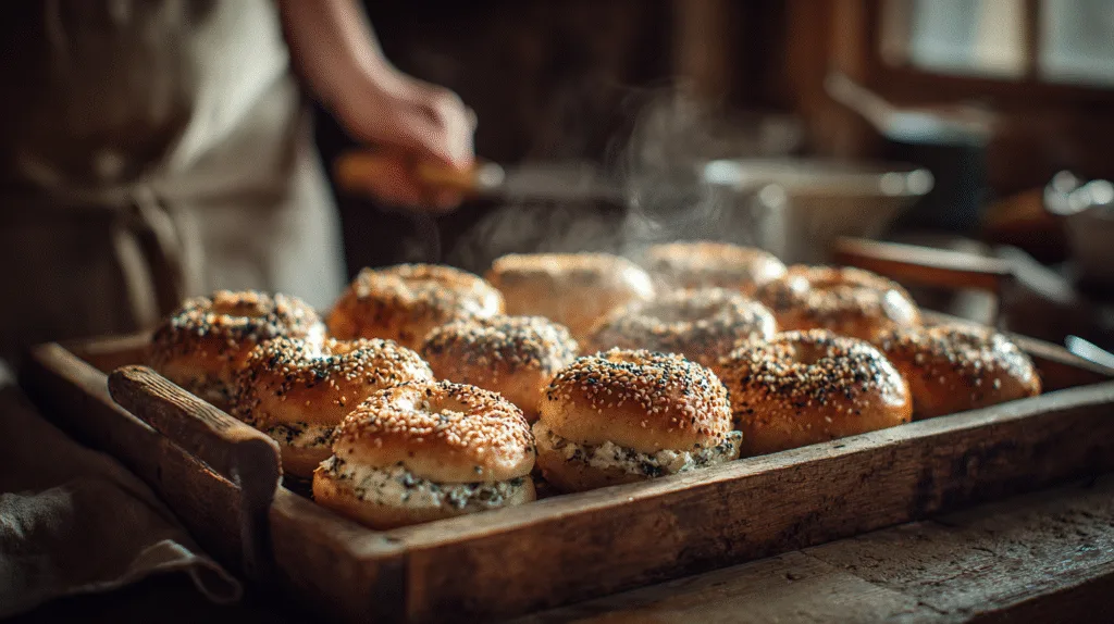 How to Make Best Cottage Cheese Bagels at Home Cottage Cheese Bagels Finished cottage cheese bagels sliced and topped with cream cheese
