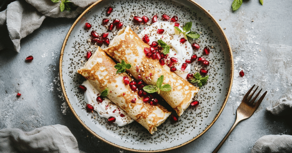 Gluten-free buckwheat crepes with berries
