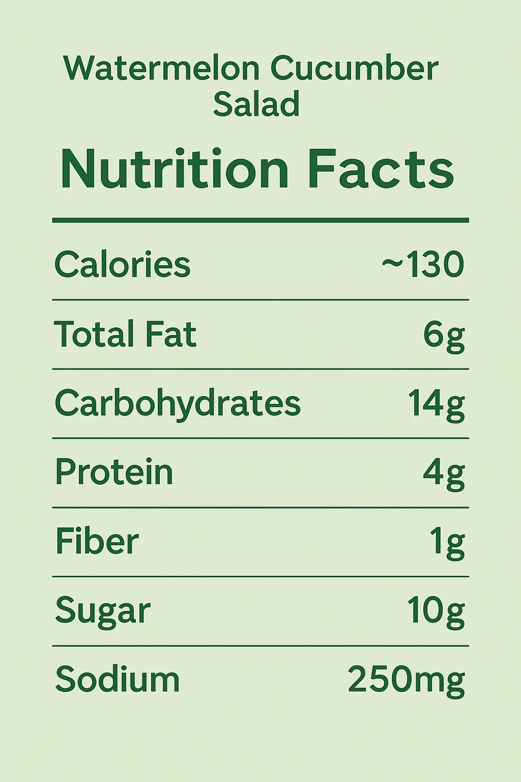 Watermelon Cucumber Salad: Your Ultimate Summer Weight Loss Refresh Watermelon Cucumber Salad Nutritional information card for watermelon cucumber salad