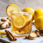 Glass of apple cider vinegar detox drink with lemon and cinnamon. Best Homemade Weight Loss Drinks