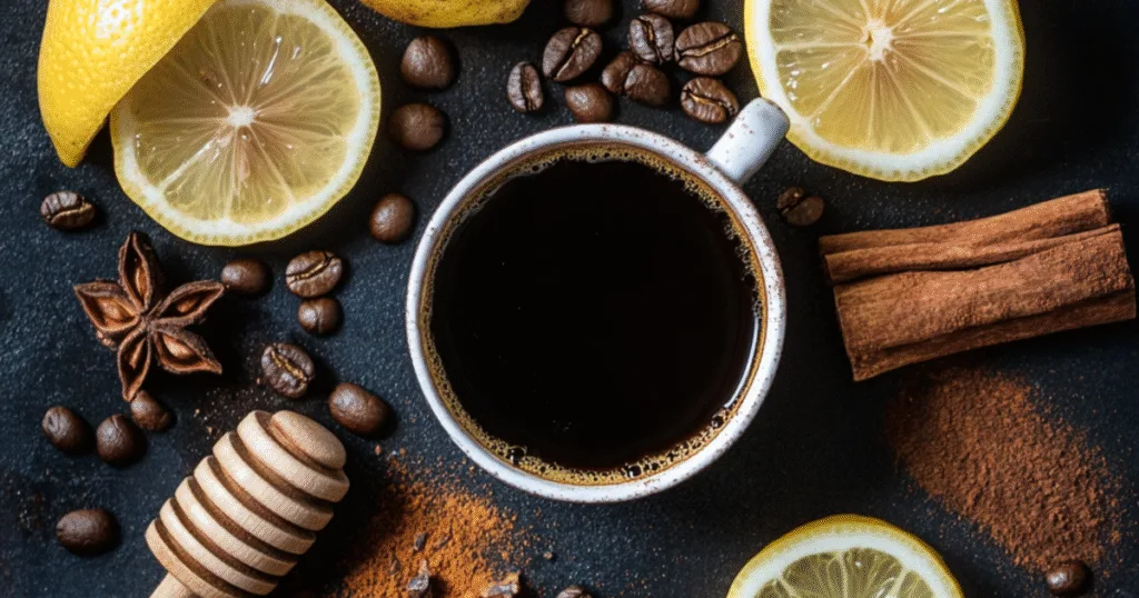 Ingredients for a weight loss coffee with lemon recipe