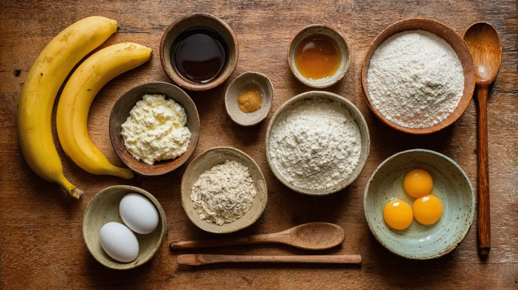 Cottage Cheese Banana Bread: Moist, Protein-Rich, and Gluten-Free Recipe cottage cheese banana bread Ingredients for cottage cheese banana bread arranged neatly
