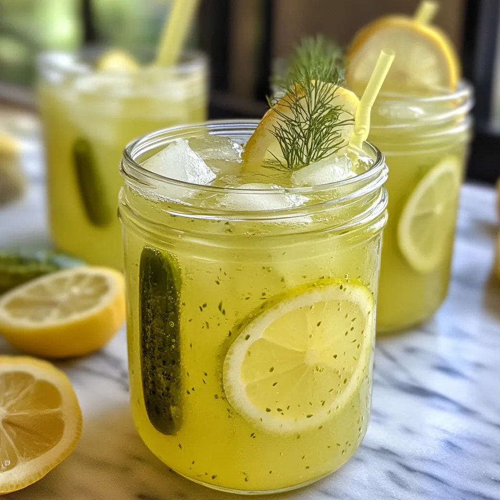 Dill Pickle Lemonade – The Viral Summer Drink That’s Actually Amazing Pickle Lemonade Dill pickle lemonade in mason jar with lemon and fresh dill