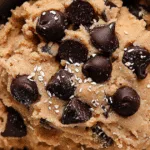 Bowl of healthy edible cookie dough with chocolate chips