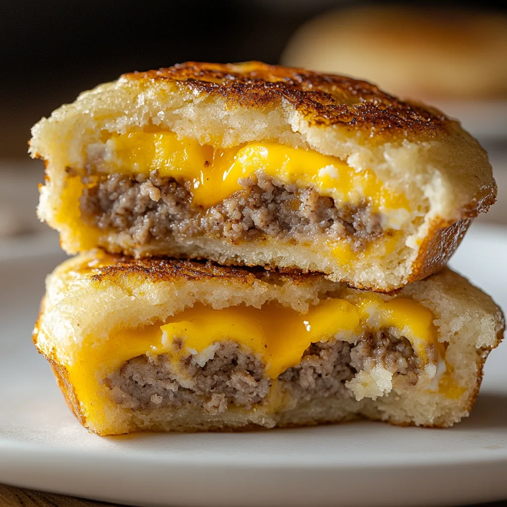 Sausage Egg and Cheese Muffins That Wow – A Deliciously Easy Morning Boost Sausage Egg and Cheese Muffins Halved sausage egg and cheese muffin showing cheese and sausage filling