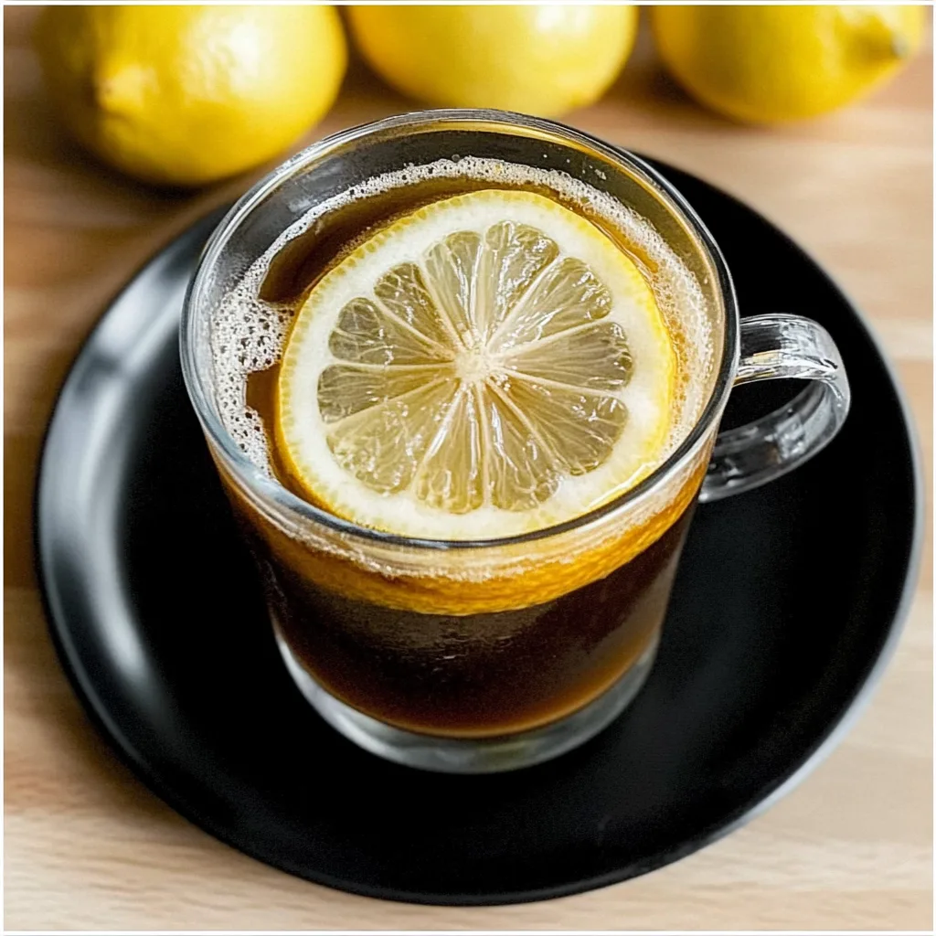 The Ultimate Coffee with Lemon Recipe for Weight Loss and Wellness Coffee with Lemon Overhead view of black coffee with a floating lemon slice in a glass mug