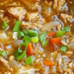 Low-carb egg roll soup with green onions and carrots
