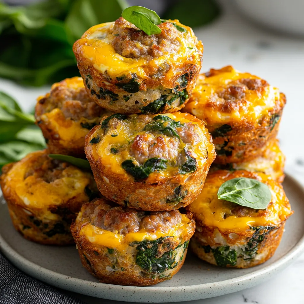 Sausage Egg and Cheese Muffins That Wow – A Deliciously Easy Morning Boost Sausage Egg and Cheese Muffins Sausage egg and cheese muffins on wooden board with spinach garnish
