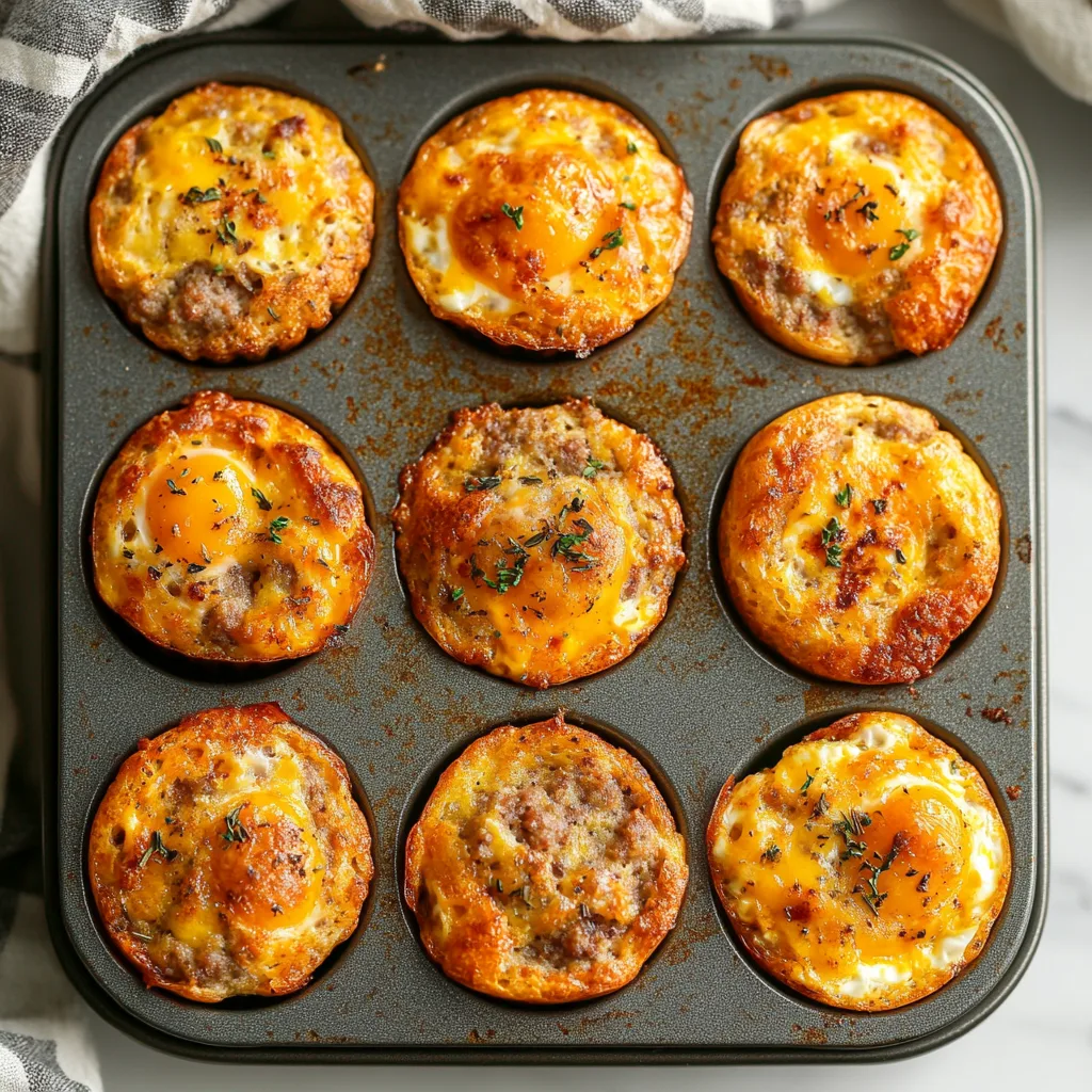 Sausage Egg and Cheese Muffins That Wow – A Deliciously Easy Morning Boost Sausage Egg and Cheese Muffins Freshly baked sausage egg and cheese muffins in a muffin tin