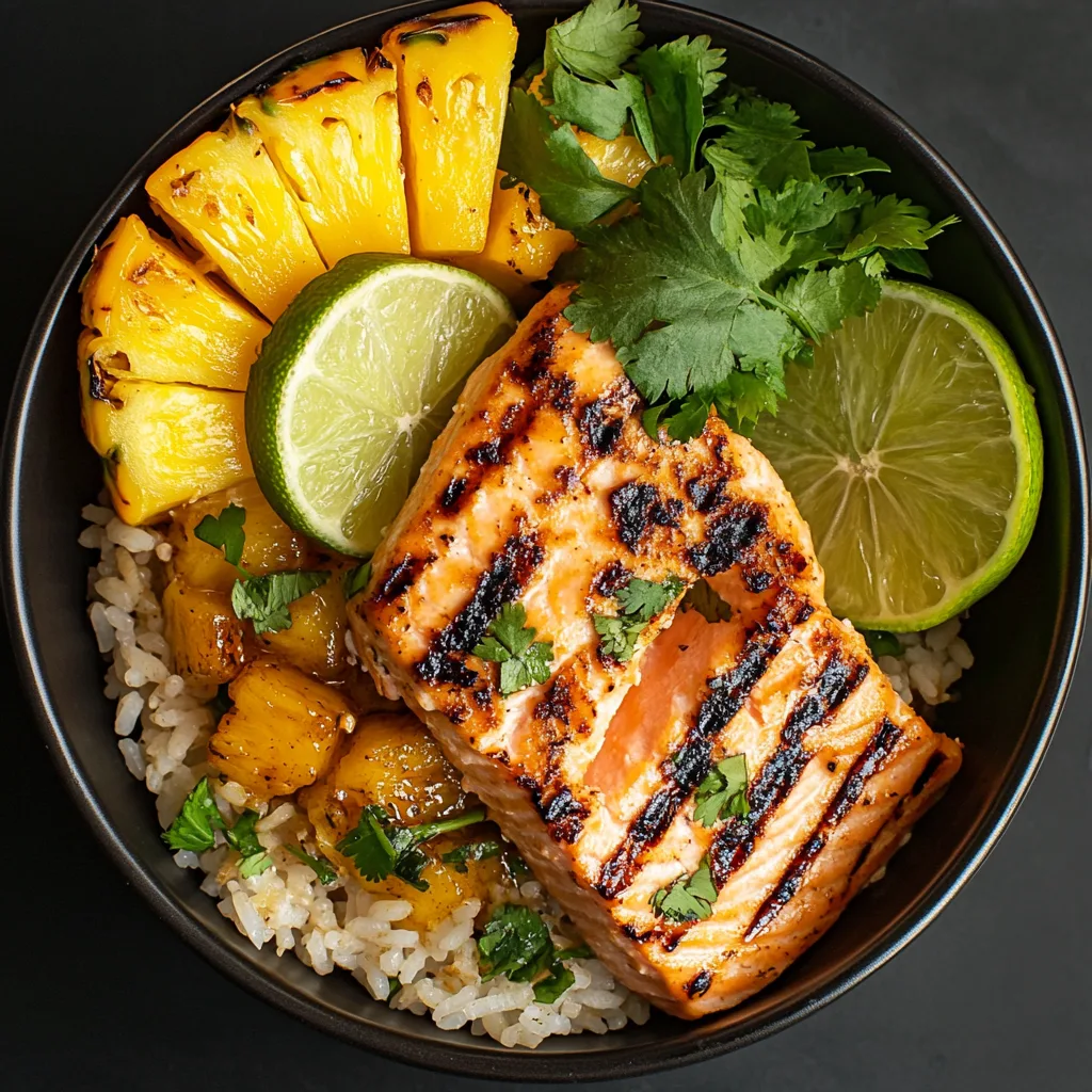 Salmon Rice Bowl: Wholesome, Flavor-Packed Meals Made Easy Salmon Rice Bowl Tropical salmon rice bowl with mango and grilled pineapple