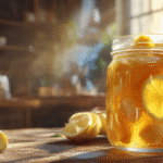 Natural Mounjaro Recipe drink with ginger, lemon, and honey in a mason jar