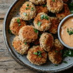 Crispy gluten-free chicken nuggets with dipping sauce