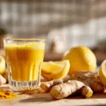 Finished golden ginger shot recipe with lemon and turmeric. Best Homemade Weight Loss Drinks