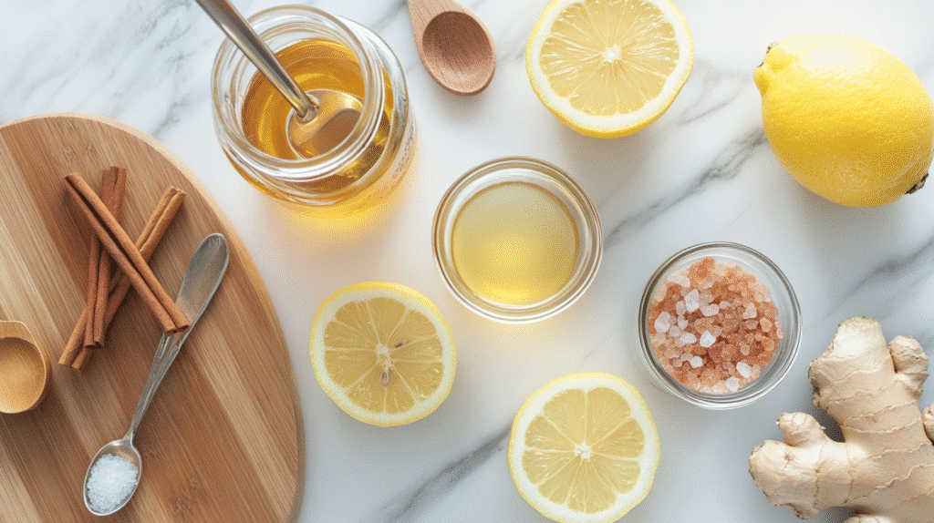 Fat-Burning Morning Elixir: Apple Cider Vinegar & Pink Salt Detox Drink Apple Cider Vinegar Ingredients for apple cider vinegar detox drink recipe