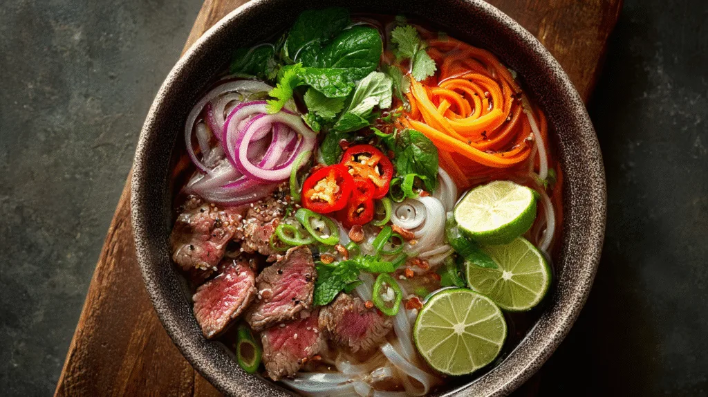 Easy Healthy Beef Pho with Sweet Potato Noodles & Mushrooms Beef Pho with Sweet Potato Noodles Assembled Beef Pho with Sweet Potato Noodles