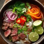 Easy Healthy Beef Pho with Sweet Potato Noodles & Mushrooms Beef Pho with Sweet Potato Noodles Assembled Beef Pho with Sweet Potato Noodles