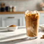 Beautifully presented brown sugar shaken espresso in a tall glass