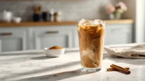 Beautifully presented brown sugar shaken espresso in a tall glass