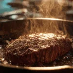 Coffee crust forming on searing steak