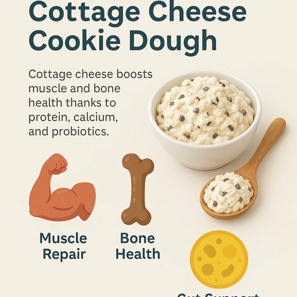 Health benefits of cottage cheese cookie dough including high protein, calcium, gut support, and low-carb nutrition.