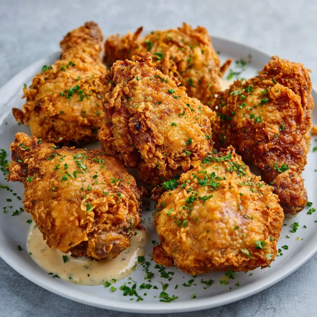 The Ultimate Low-Carb Keto Fried Chicken: Crispy, Juicy, and Keto-Perfect Keto Fried Chicken Crispy keto chicken on a plate with creamy dipping sauce