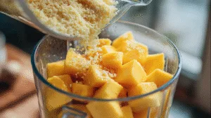 Mango Coconut Water Smoothie: A Tropical Energy-Boosting Delight Mango Coconut Water Mango Coconut Water Smoothie Step 2 – Adding Fresh Mango and Ginger