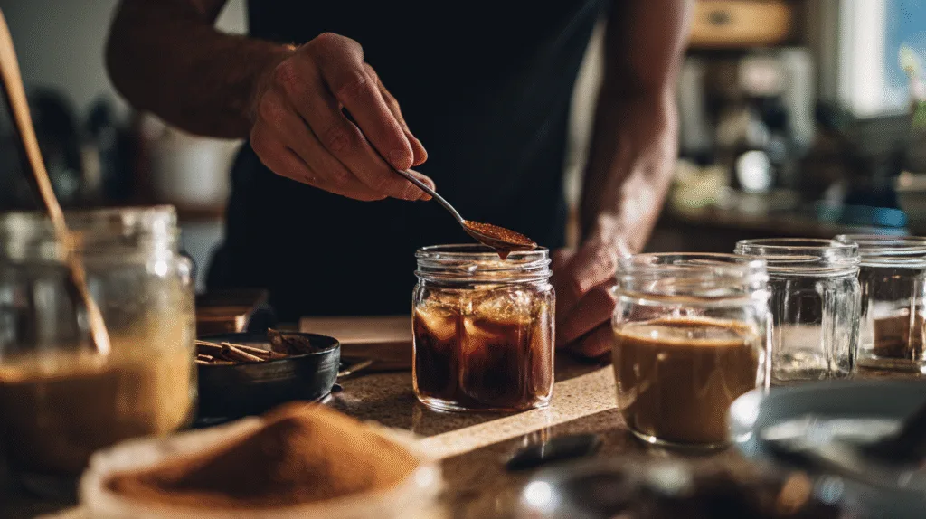 Preparing ingredients for healthy brown sugar shaken espresso