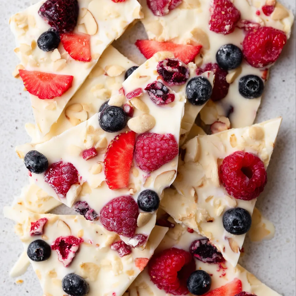 Frozen yogurt bark with berries and chopped nuts