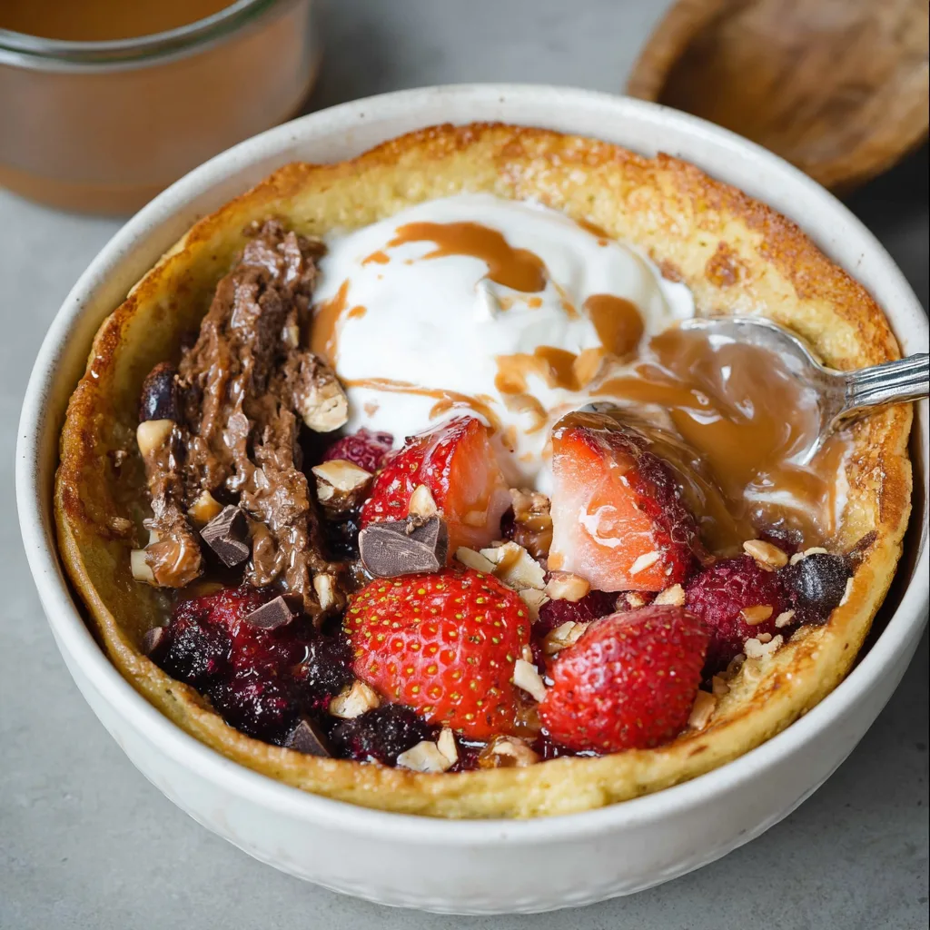 The Ultimate Protein Pancake Bowl: High Protein Breakfast Made Easy Protein Pancake Bowl Protein pancake bowl with chocolate, berries, and yogurt