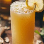 Glass of Oatzempic recipe with oats, lemon, and apple cider vinegar