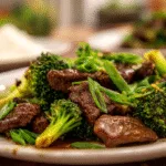 Steak and Broccoli Stir Fry in a bowl, healthy beef and broccoli plat