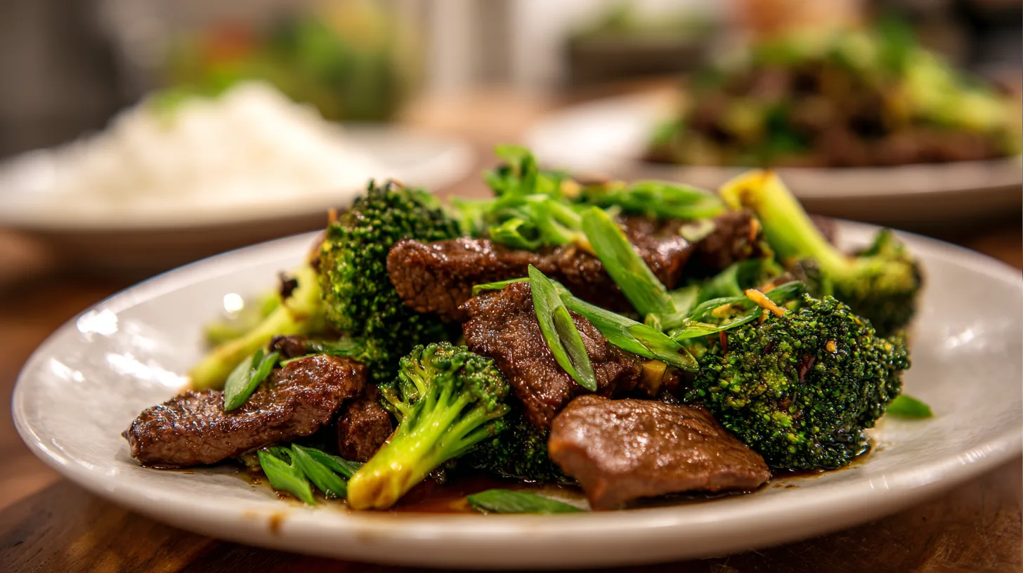 Steak and Broccoli Stir Fry in a bowl, healthy beef and broccoli plat
