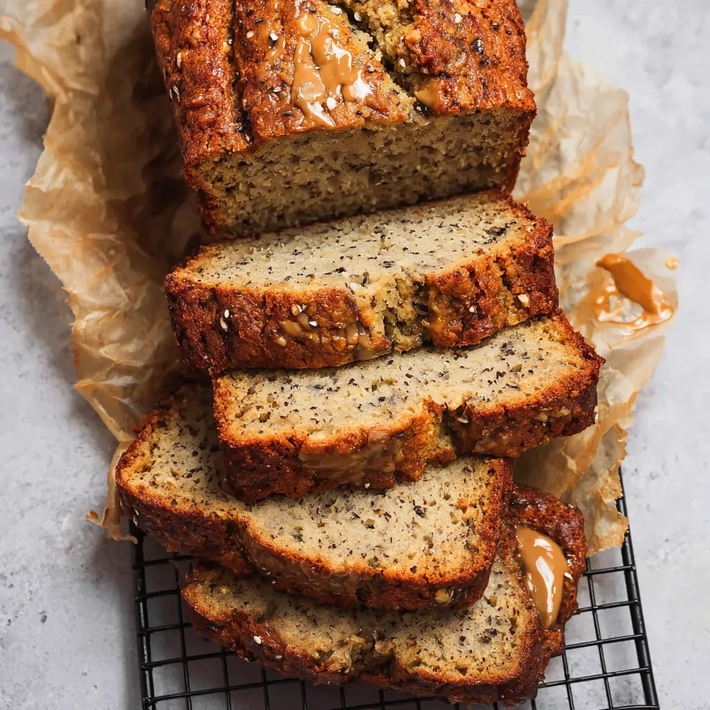 Sugar-free almond flour banana bread with bananas on top