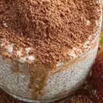 Meal prep tiramisu chia pudding in a glass container