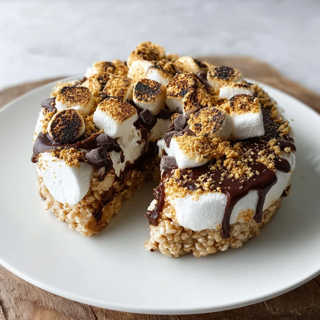 S’mores protein rice cake topped with graham cracker crumbs and chocolate chips