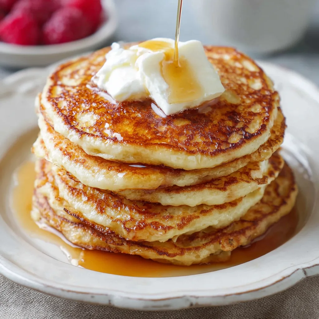 Greek yogurt pancakes whipped cream honey