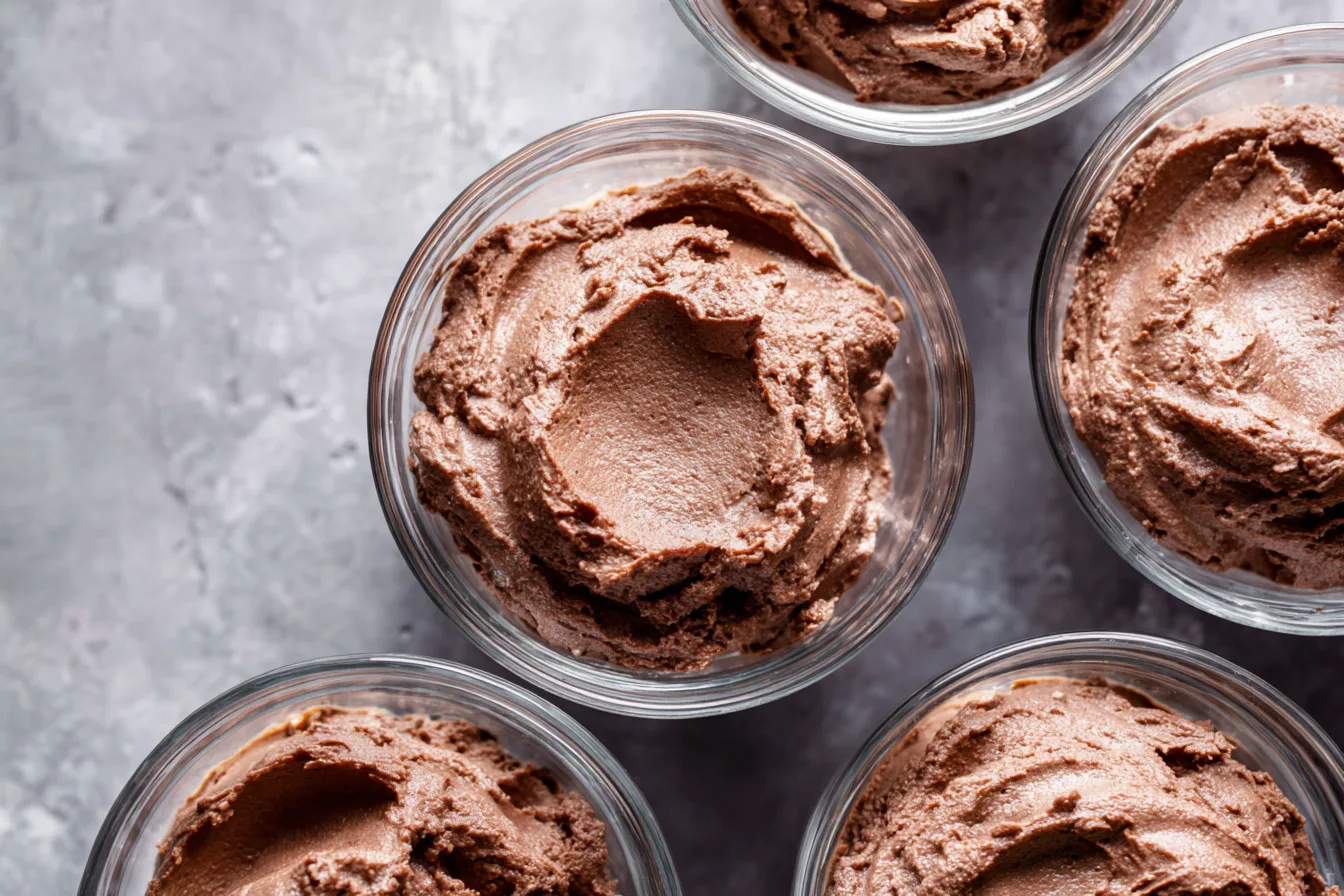 Cottage cheese dessert bowls chilling in the refrigerator