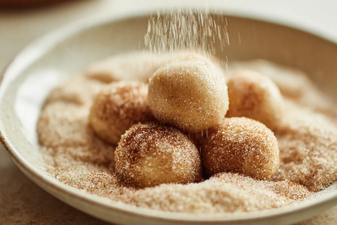Coating brown butter snickerdoodles in cinnamon sugar