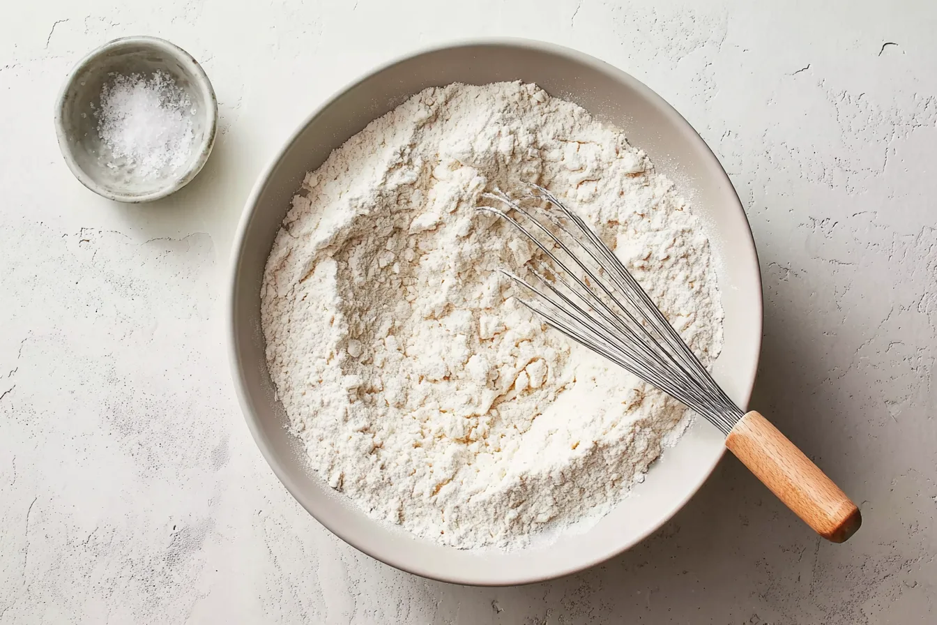 whisking dry ingredients for lemon raspberry cookies
