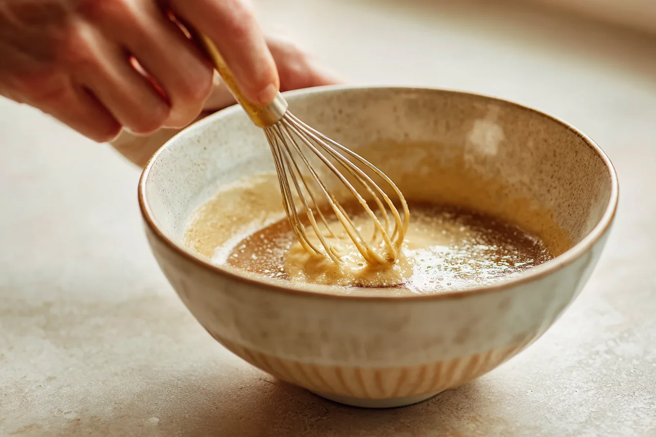 Mixing wet ingredients for brown butter snickerdoodles