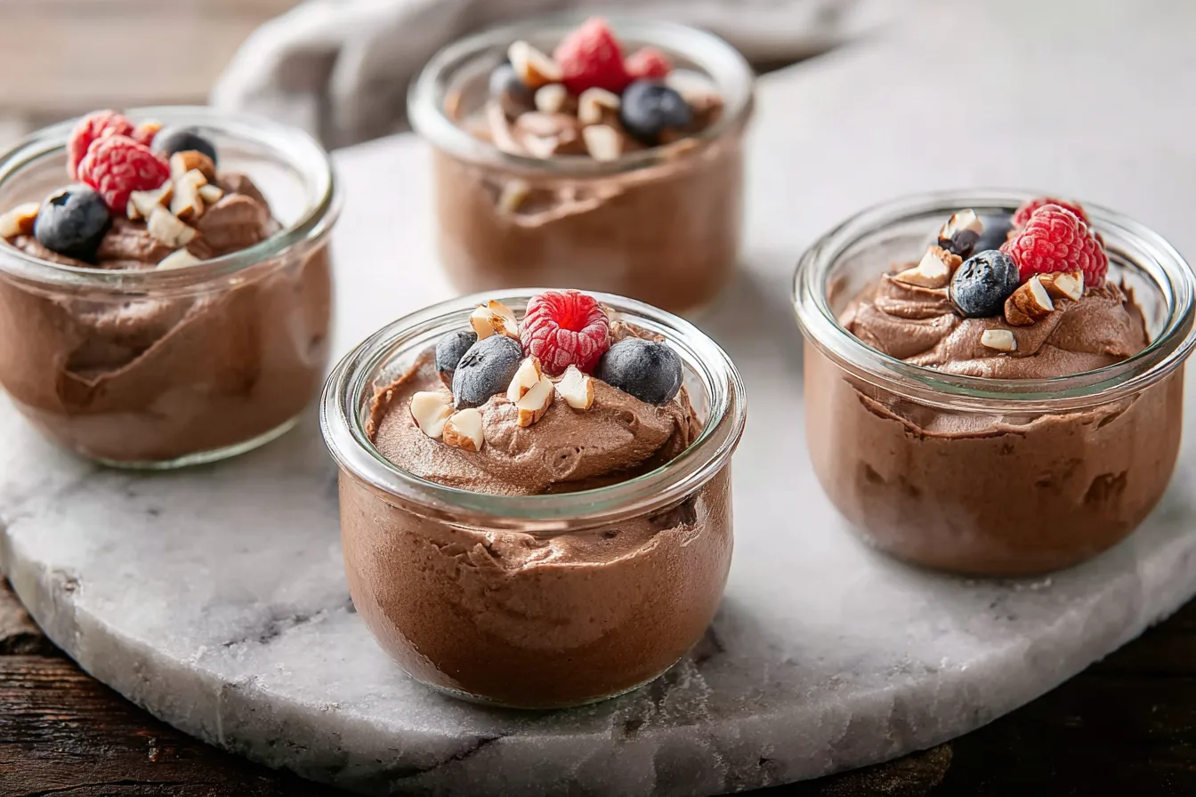 Cottage cheese dessert topped with fresh berries and served in a kitchen setting