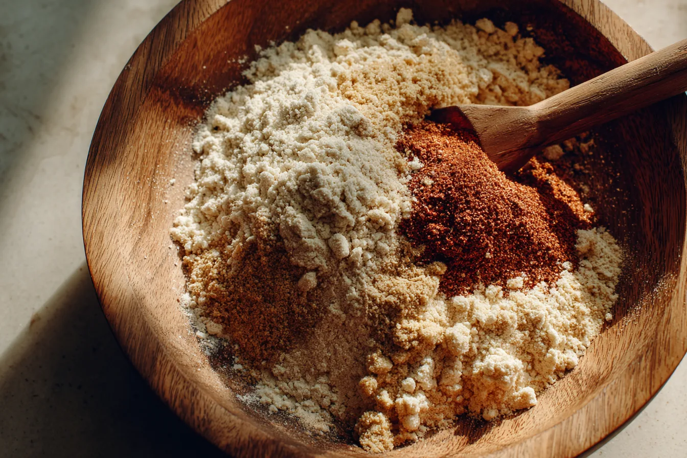 Mixing dry ingredients for mini pumpkin muffins