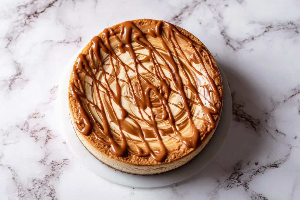 biscoff topping drip on cheesecake