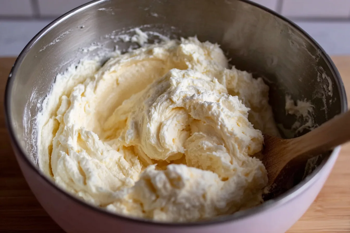 folding whipped cream into lemon tiramisu filling