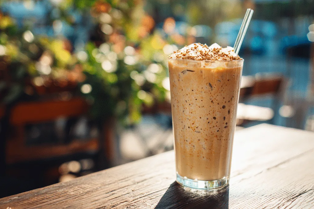Frozen tahini iced coffee blended version