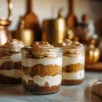 Pumpkin chai tiramisu in individual glass jars