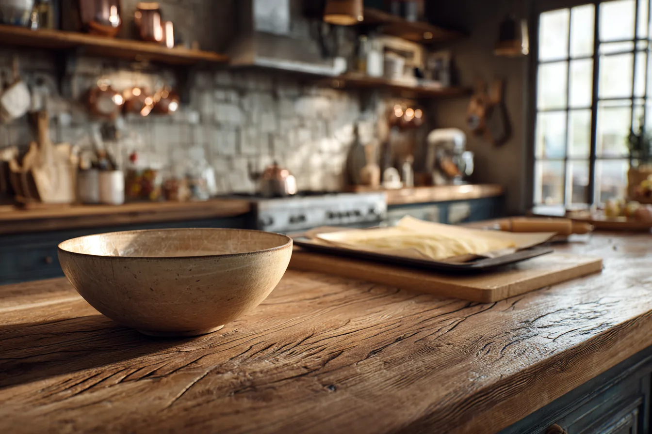 Baker setting up ingredients for cinnamon roll cookies on a wooden counter