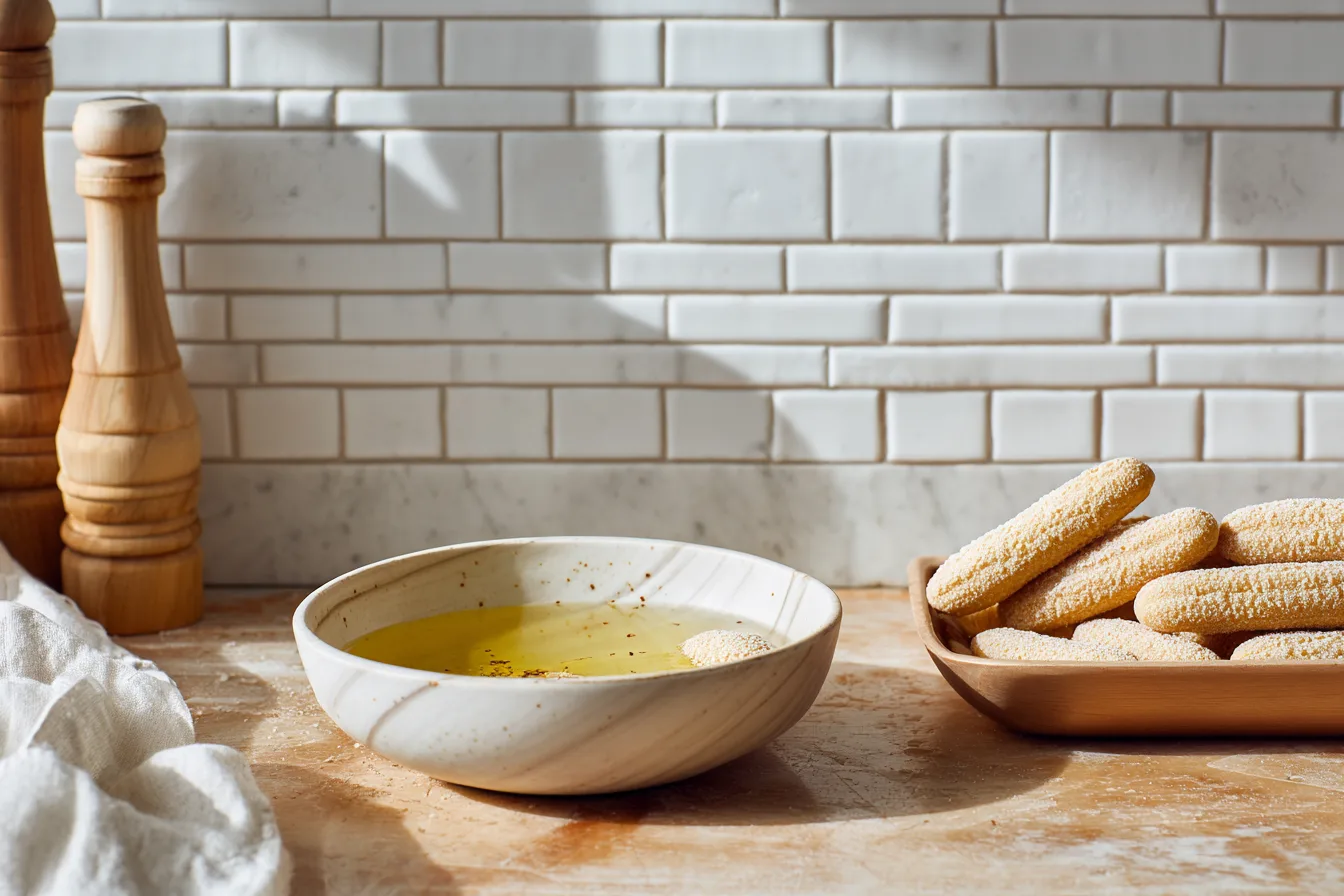 soaking ladyfingers in lemon syrup for lemon tiramisu